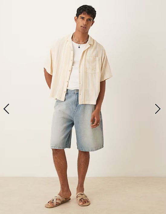 ASOS DESIGN oversized shirt in beige and white stripe