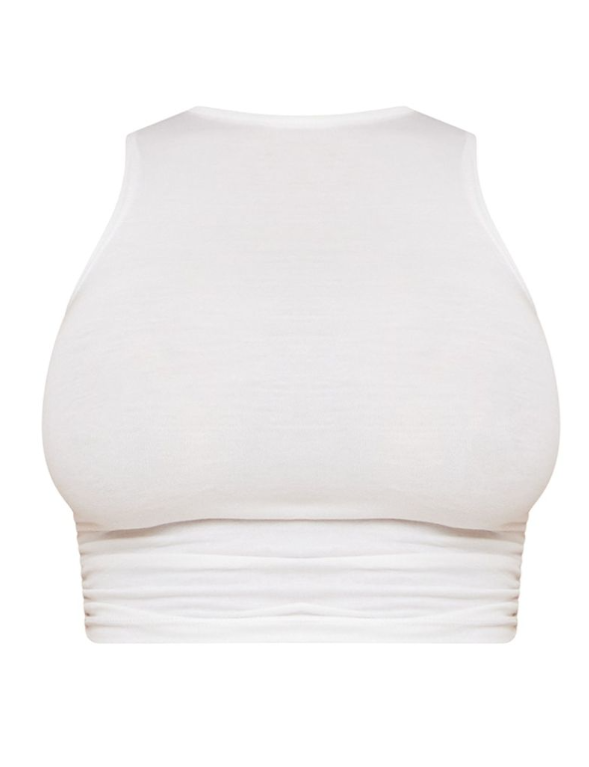 Shape Cream Jersey Ruched Side Sleeveless Crop Top