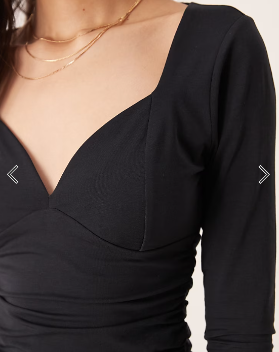 Abercrombie & Fitch sweetheart neckline long sleeve top with bra insert in black