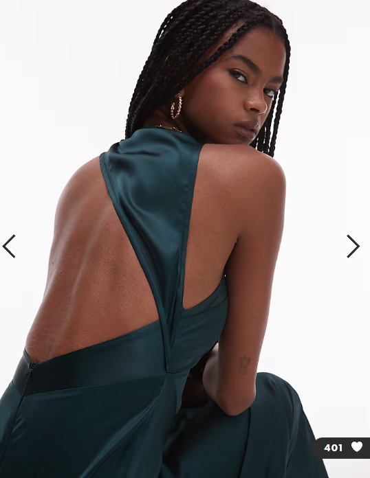 ASOS DESIGN bias cut satin panelled maxi dress with asymmetric back in dark green