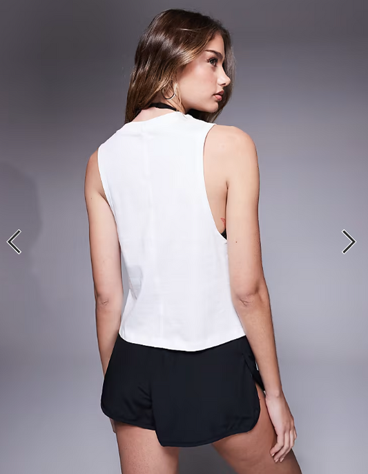 4505 drop armhole cropped cotton vest with quick dry finish in white