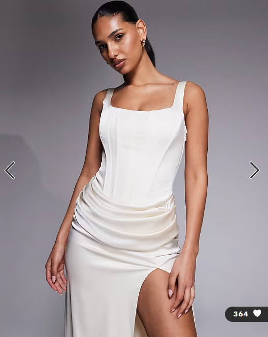 Oh Polly satin square neck corset maxi dress in cream