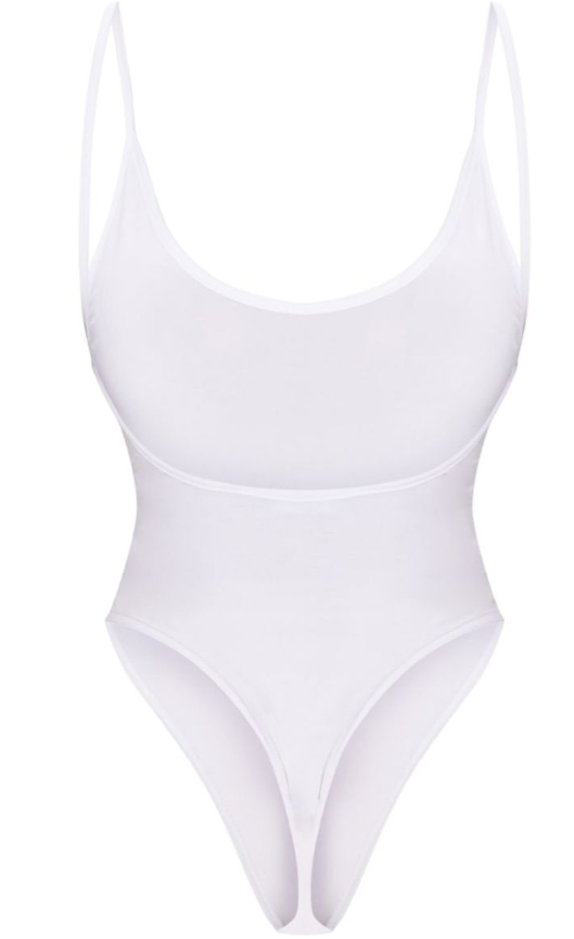 Shape White Strappy Scoop Back Bodysuit