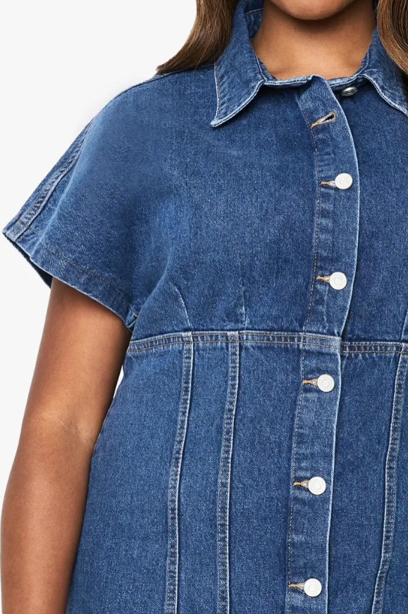 boohoo Plus Button Down Denim Mini Dress