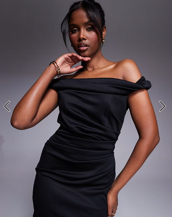 ASOS DESIGN structured twist bardot bodycon mini dress in black