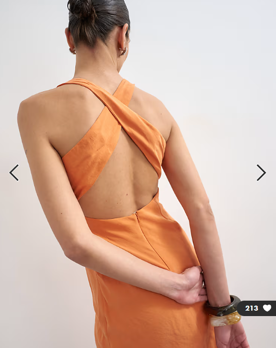 Topshop cross back midi cupro dress in orange