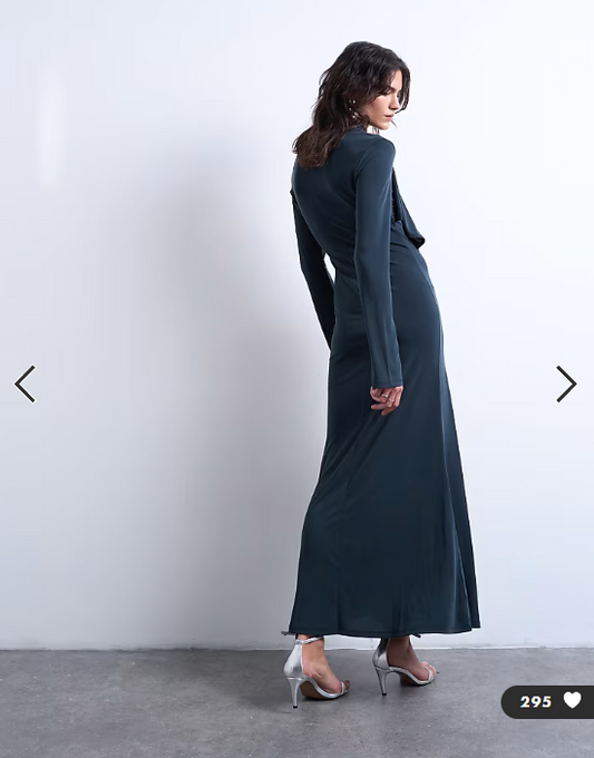 Topshop cupro scarf detail ruffle maxi dress in charcoal