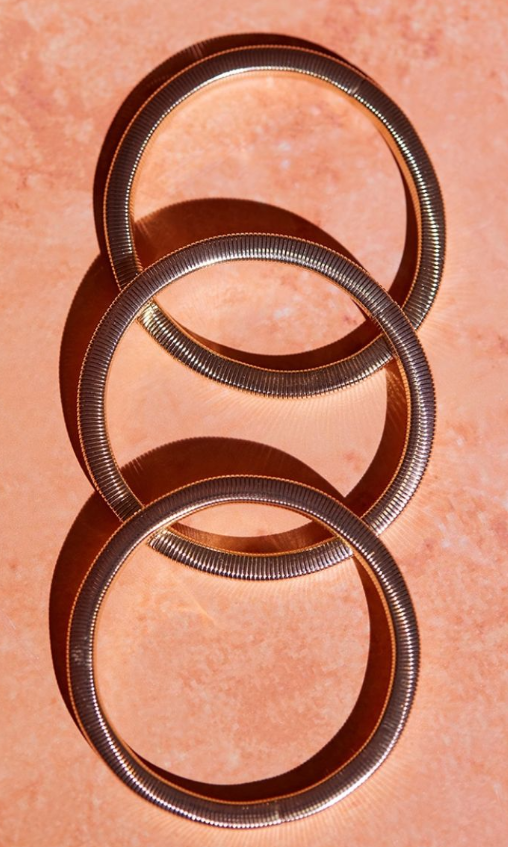 Gold Ribbed Stacked Bangles 3 Pack