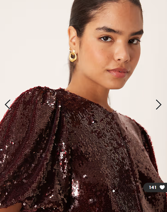YAS premium sequin top in burgundy