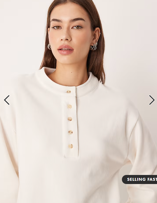 ASOS DESIGN supersoft oversized henley jumper in cream