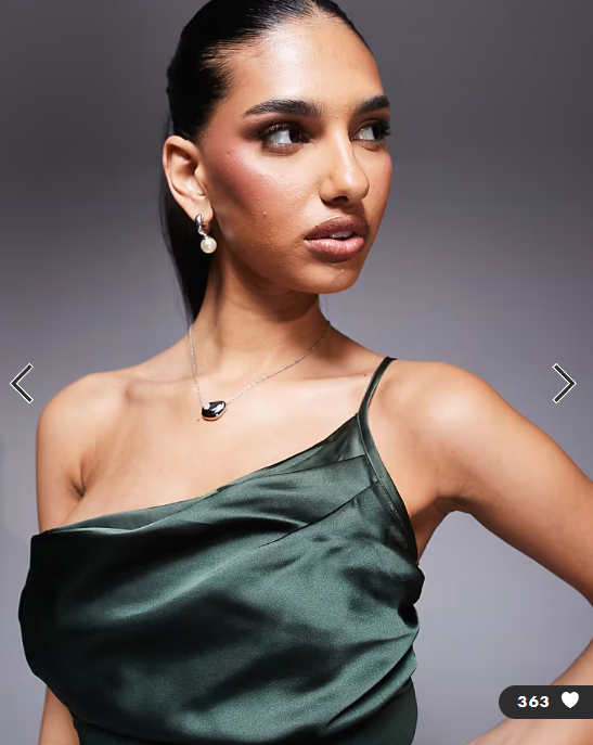 ASOS DESIGN satin chiffon mix draped one shoulder maxi dress in dark green
