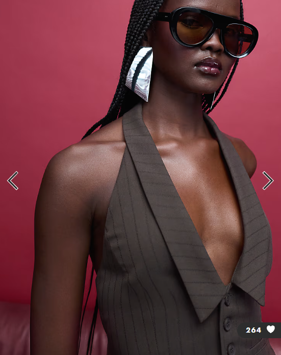 Tiger Mist Fedra tailored halterneck strappy open tie back collar detail waistcoat top co-ord in chocolate
