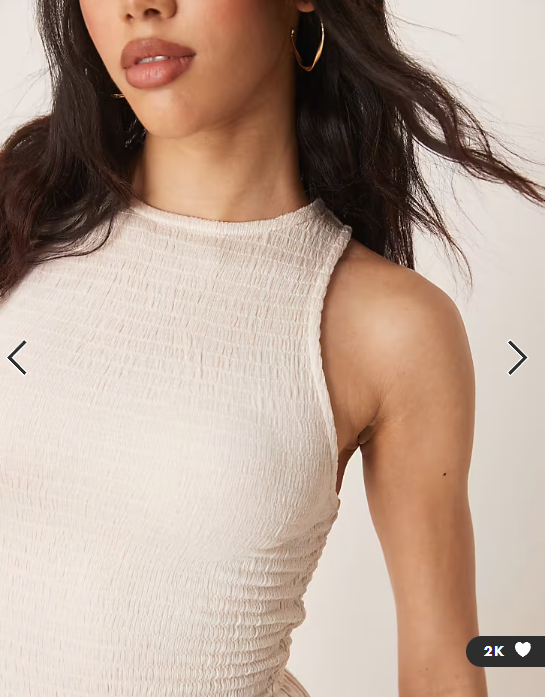 ASOS DESIGN racer crinkle bodice poplin skirt midi dress in cream