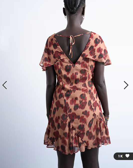 Topshop cape sleeve godet hem mini dress in modern print