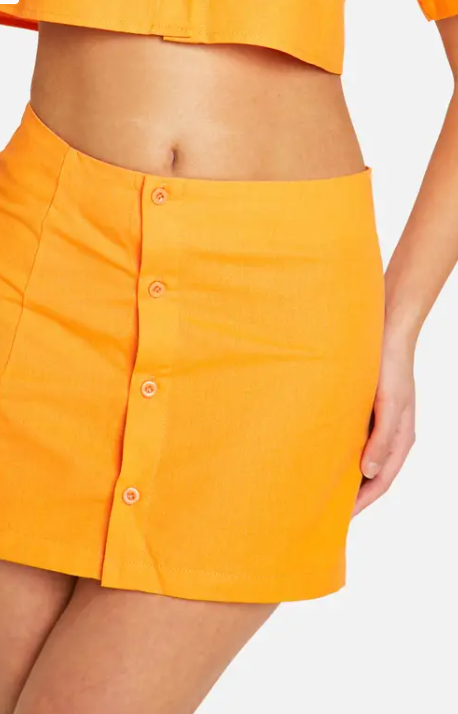 boohoo Linen Look Button Front Mini Skirt