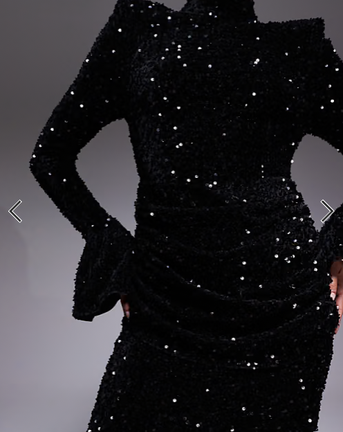 ASOS LUXE velvet sequin maxi dress with drape waist in black