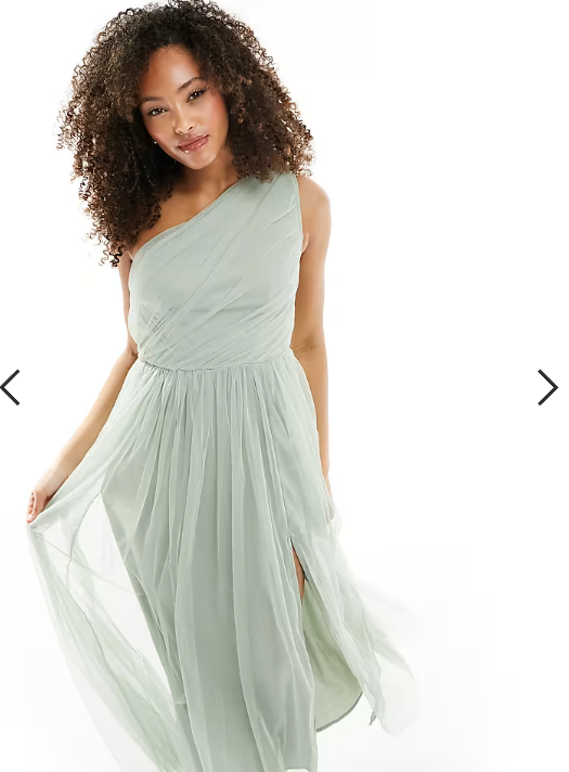 Anaya Bridesmaid tulle one shoulder maxi dress in sage green