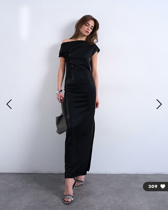 Topshop iridescent off shoulder maxi dress in black