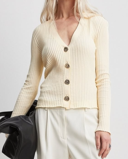 NaKD - Fine Knitted Cardifan - cream