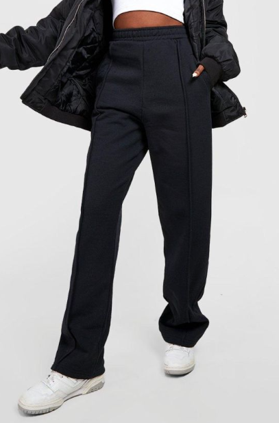 Boohoo Piping Detail Slouchy Wide Leg Jogger - black