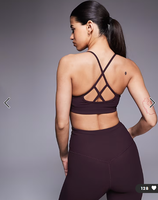 4505 micro rib light support strappy sports bra with removeable padding in fig