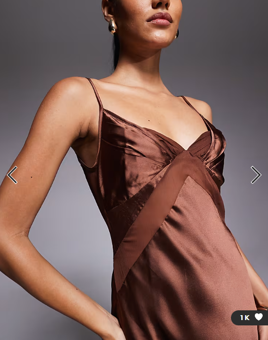 ASOS DESIGN satin chiffon mix bust panelled maxi dress in chocolate