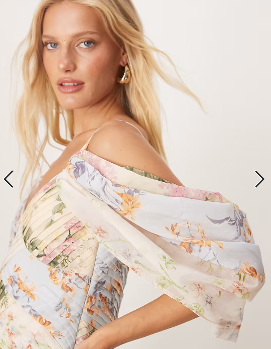 ASOS DESIGN pleat bodice maxi dress with full skirt in mixed floral print