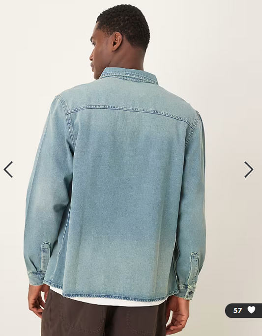 ASOS DESIGN long sleeved shirt in light wash denim