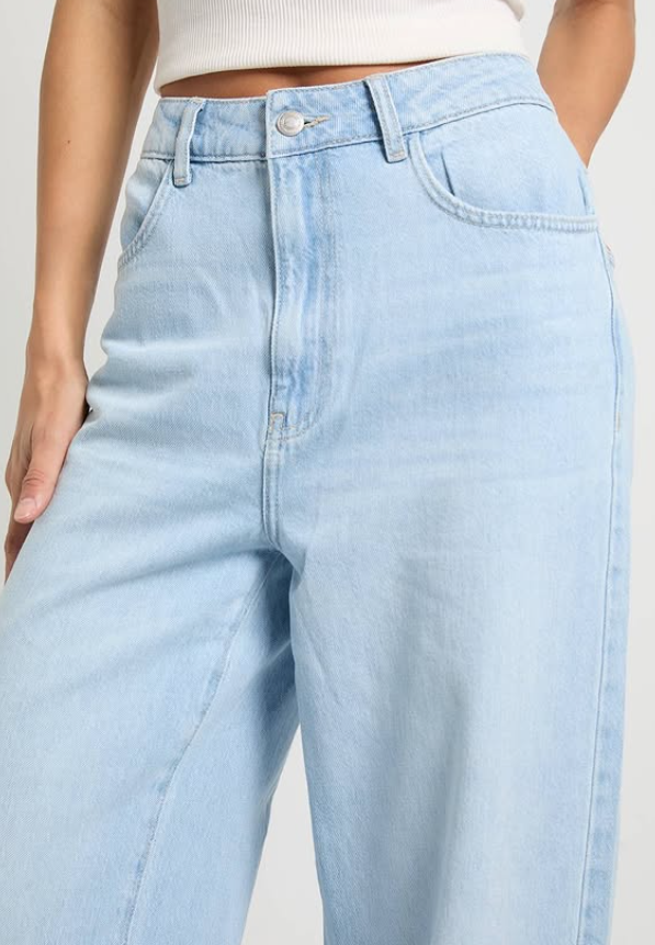 boohoo Tall Basics High Waist Wide Leg Jean Blue