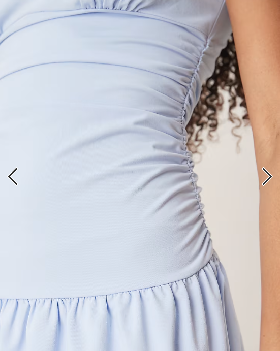 ASOS DESIGN slash neck fitted waist midi dress in baby blue