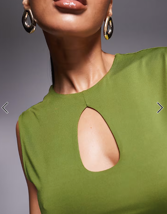 ASOS DESIGN keyhole tank top in slinky in khaki