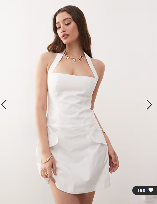 Amy Lyn - Square halter neck tailored mini dress in white