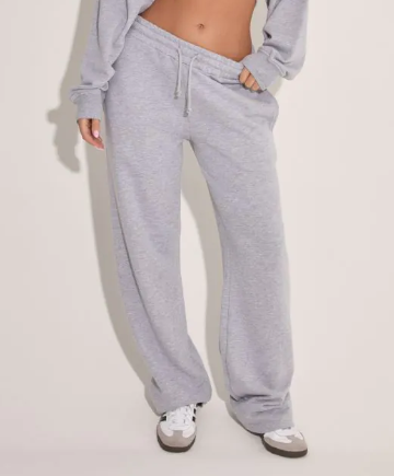 Drawstring Waist Straight Leg Joggers In Grey