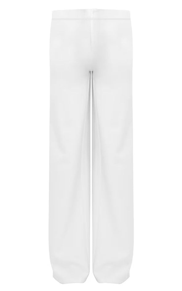 White Straight Leg Tailored Trousers