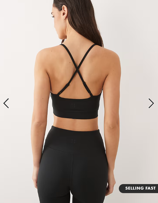 4505 Icon soft touch light support sports bra with adjustable straps in black