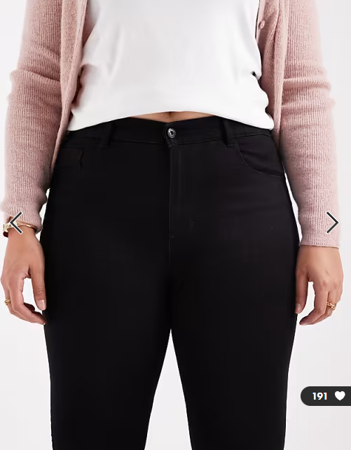 ONLY Curve Augusta high waisted skinny jeans in black