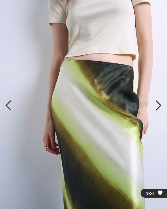 Topshop satin bias maxi skirt in lime ombre stripe