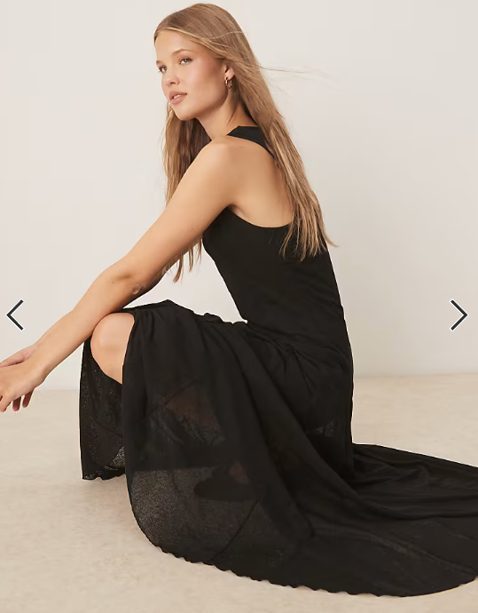 Asos - godet insert maxi dress in black