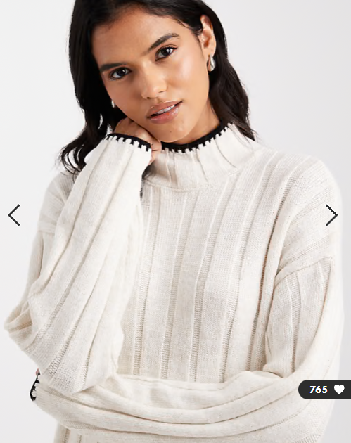 ONLY contrast stitch knitted mini dress in white