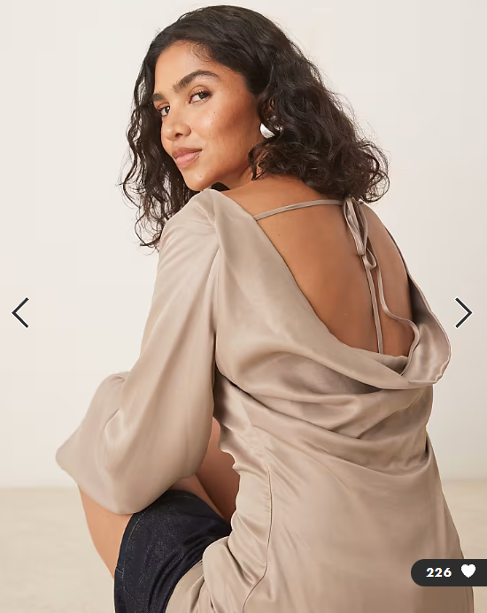 Asos - satin cowl back angel sleeve top in brown