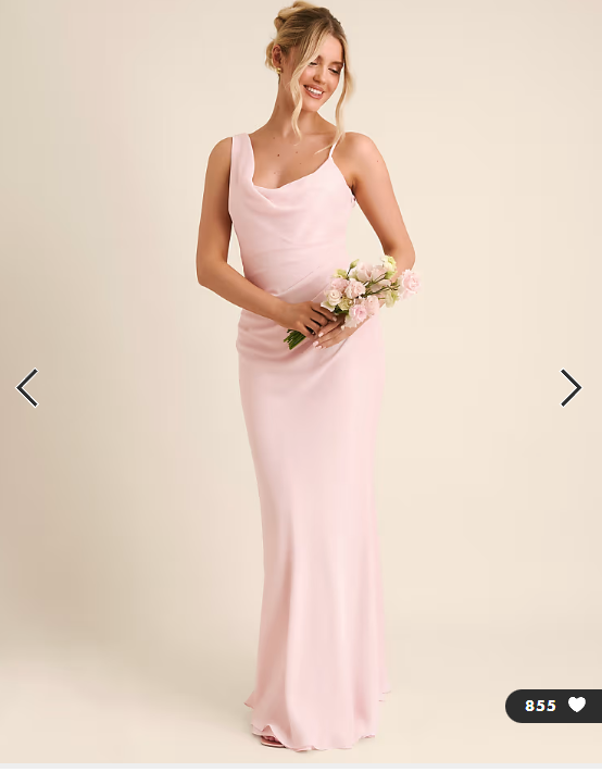 Six Stories Bridesmaid crepe asymmetric cowl neck maxi dress in light pink