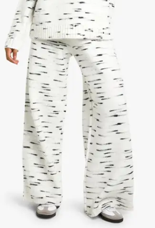 boohoo Soft Knit Marl Slouchy Wide Leg Knitted Trouser