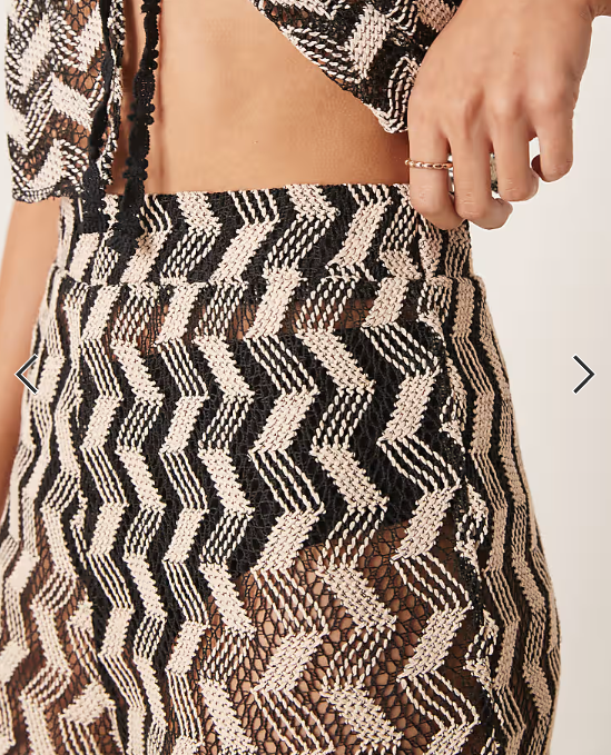 Asos - New Look co-ord chevron crochet look trousers in black