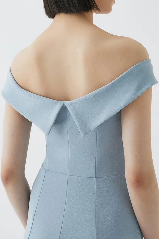 Coast Sculpting Crepe Bardot Fishtail Bridesmaids Maxi Dress