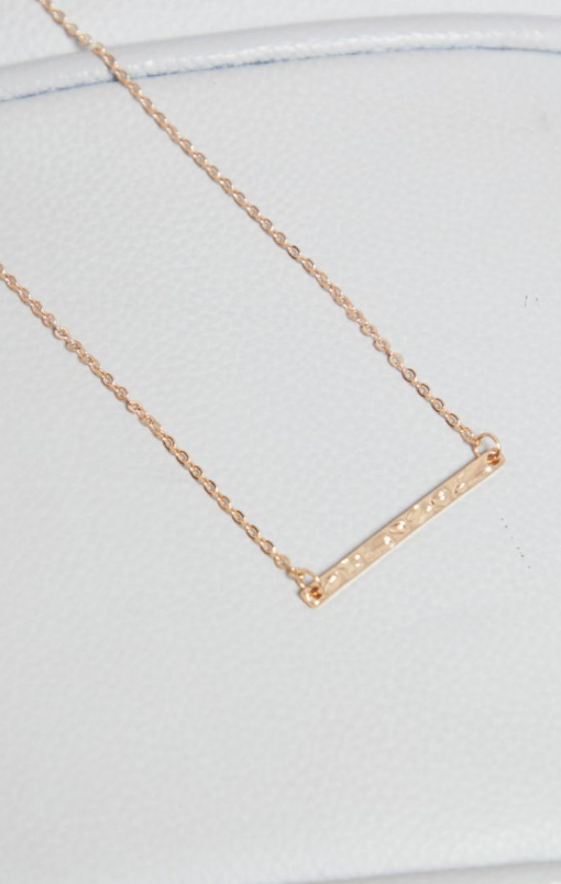 Gold Simple Textured Bar Necklace