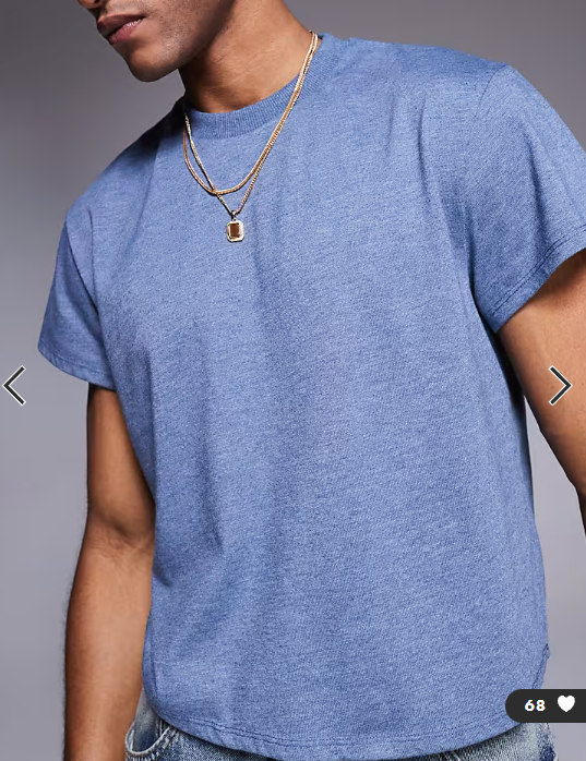 ASOS DESIGN crew neck boxy t-shirt in overdyed blue marl