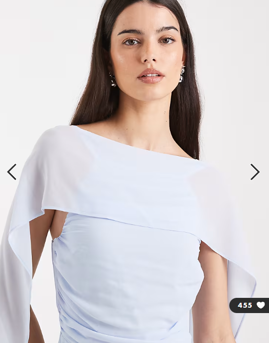 TFNC Bridesmaid chiffon cape side split maxi dress in blue