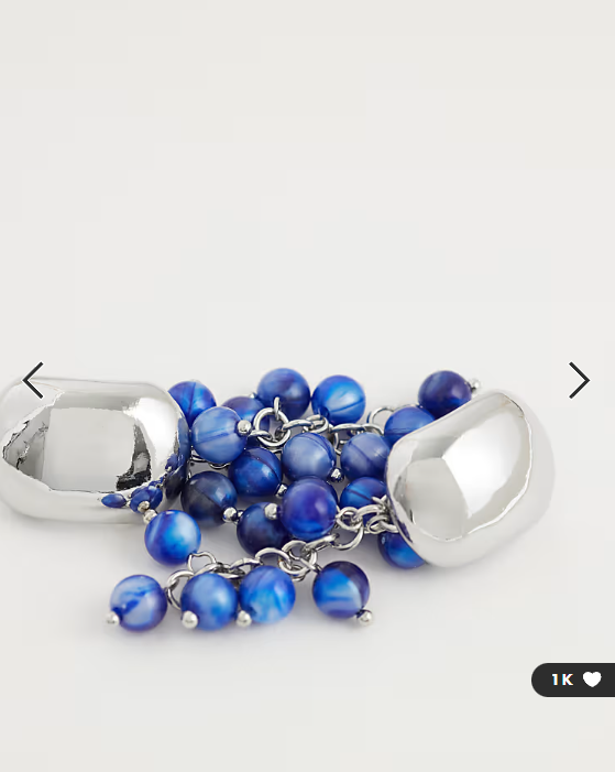 ASOS DESIGN stud earrings with blue beads in silver tone