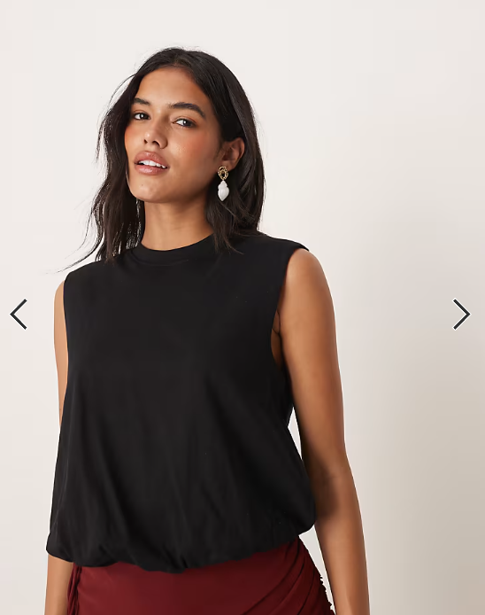 Mango sleeveless bubble hem top in black