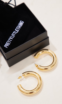Real Gold Plated Tubular Hoop Earrings